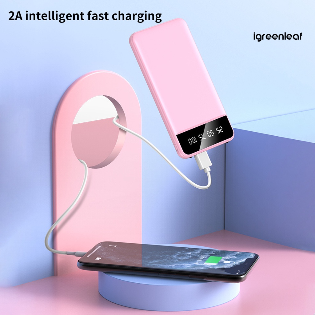 Igreenleafdzrx Pin Sạc Dự Phòng Hai Cổng usb abs 20000mah Có Đèn led Siêu Mỏng