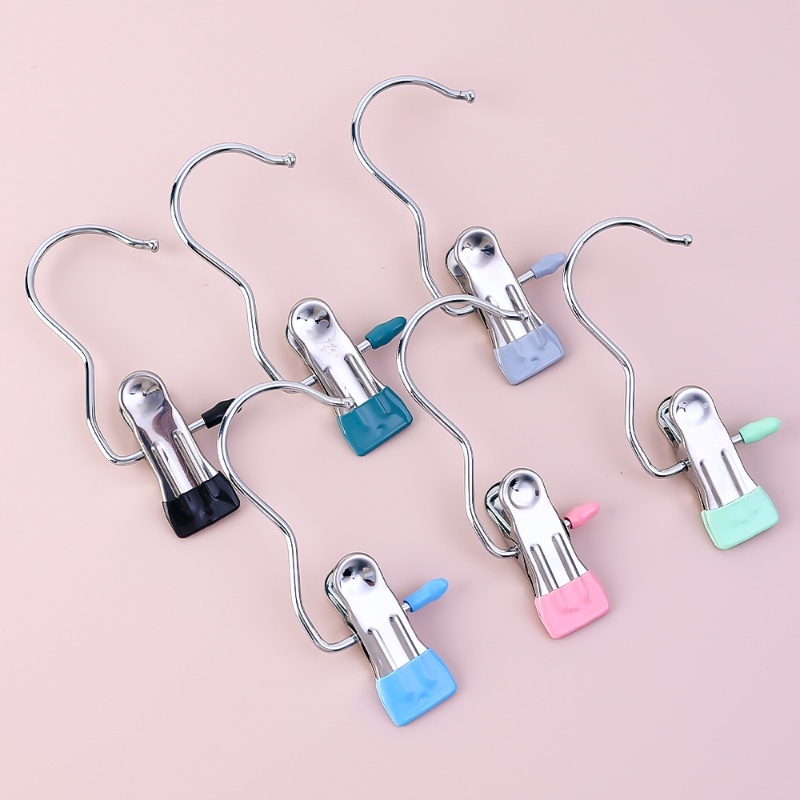 Móc Treo Đồ Có Kẹp Chống Trượt Đa Năng Sáng Tạo, Kẹp Móc Phơi Quần Áo 1 Trấu Đa Năng Dễ Thu Gọn, Dễ Dàng Phơi Cất A.H
