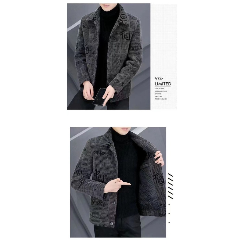 Áo Khoác Lông Cừu Dày Dặn Thời Trang Thu Đông Cho Nam Giới