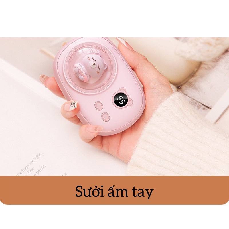 Máy Sưởi Mini Cầm Tay Hoạt Hình Dễ Thương Giúp Làm Ấm Tay Kiêm Sạc Dự Phòng Pin 5000mAh