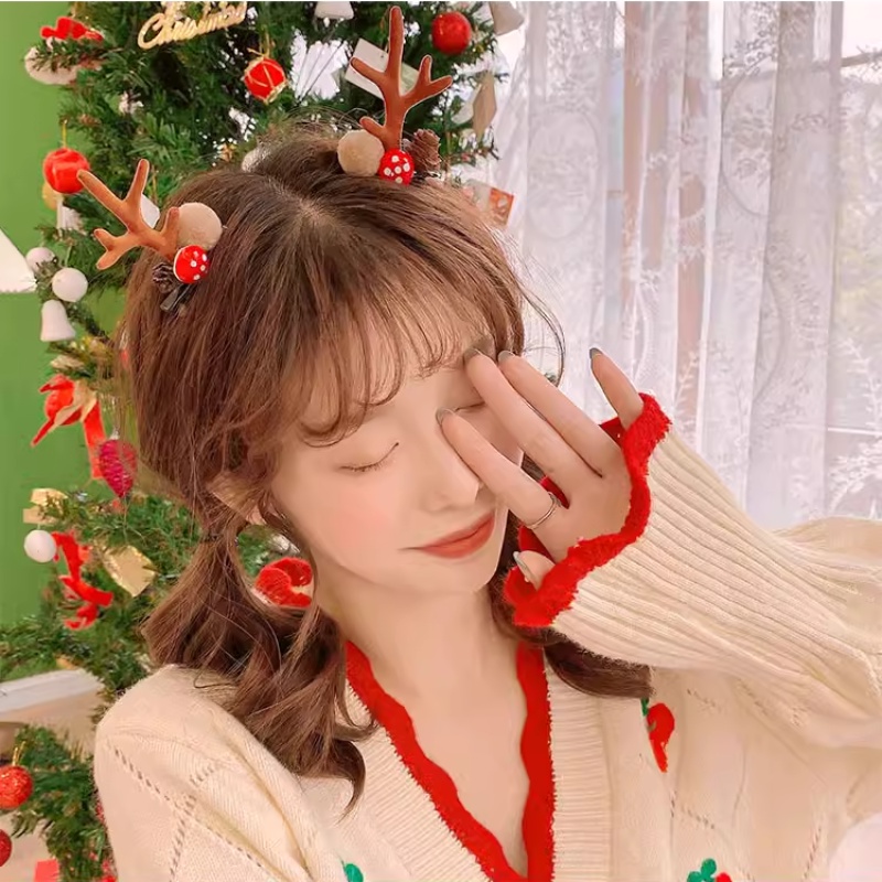 Mới Kẹp Tóc Hình Sừng Hươu Giáng Sinh Dễ Thương Cho Bé Gái