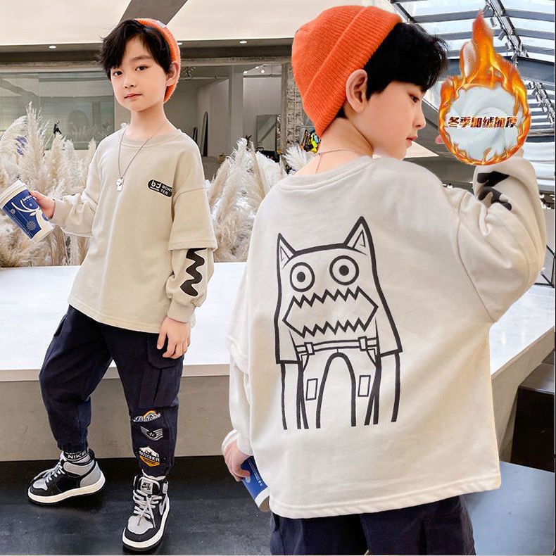 Áo Thun cotton Giả Hai Lớp Tay Dài Dáng Rộng Thời Trang Thu Đông Hàng Mới 2023 Dành Cho Bạn Trai