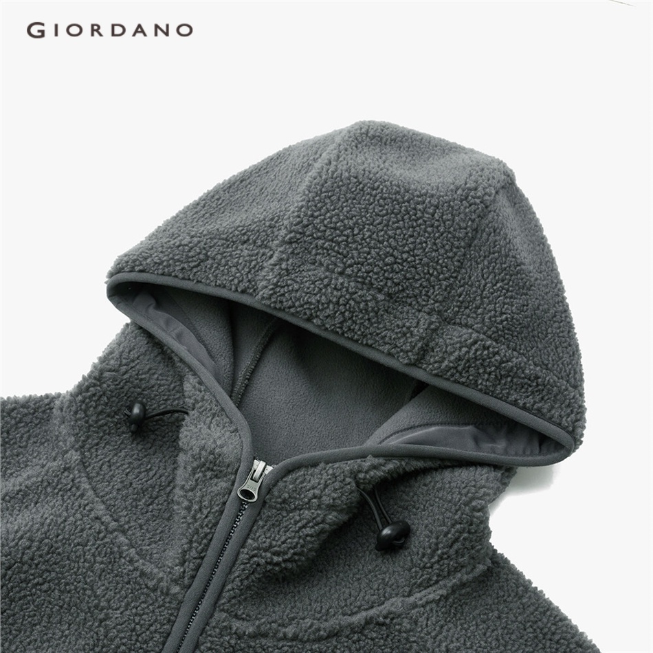 GIORDANO MEN Sherpa fleece loose hooded jacket 01073868