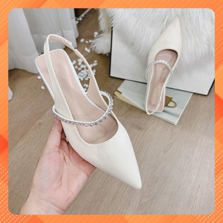 sandal mũi nhọn 1 quai đá da lì