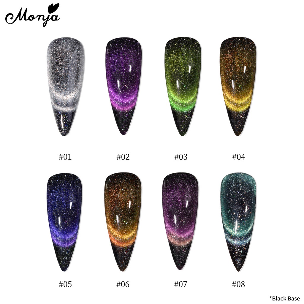 Monja gel Mắt Mèo 10ml Có Nam Châm Đính Kim Tuyến Lấp Lánh Trang Trí Móng Tay Nghệ Thuật