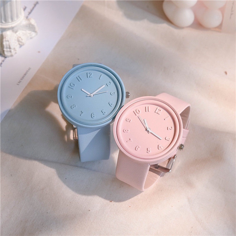 Cao Cấp Đồng Hồ Đeo Tay Màu Hồng Hoa Anh Đào Đơn Giản Nghệ Thuật Tươi Tắn Nghệ Thuật Cho Nữ Sinh Phong Cách preppy