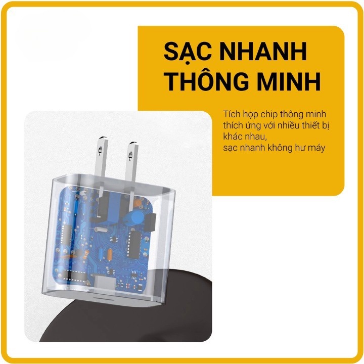 Sạc nhanh PD 20W Không Nóng Máy ,An Toàn Ổn Định bảo hành 12 tháng PKT