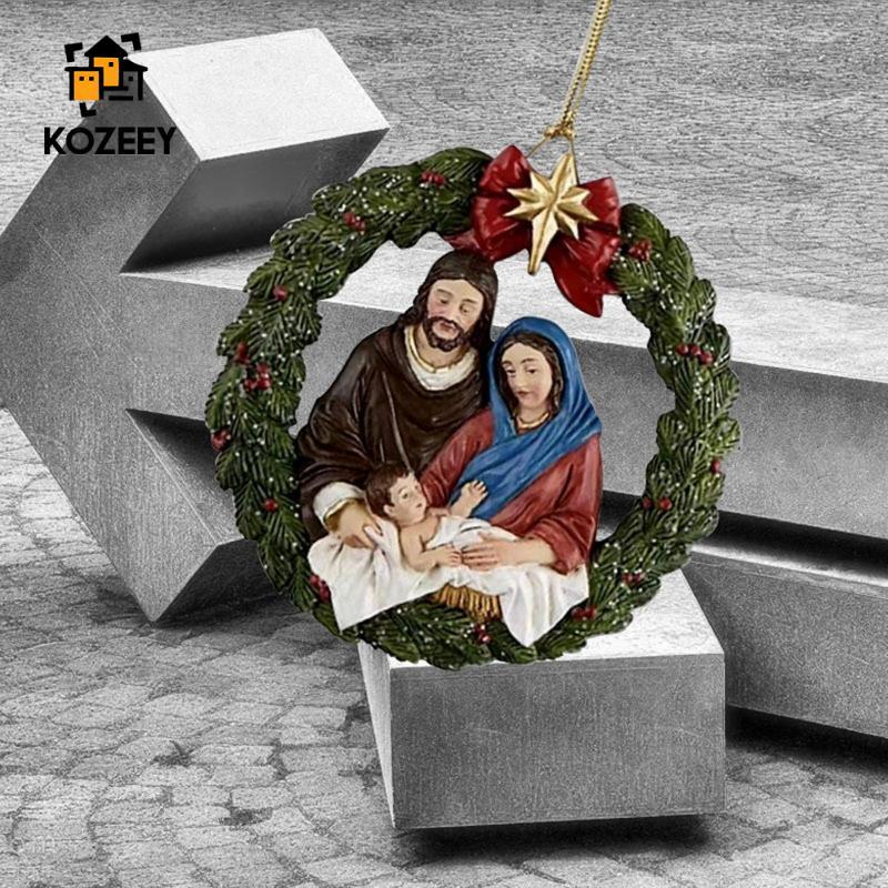 KOZEEY Giáng Sinh Cửa Sổ Mặt Dây Treo Trang Trí Chúa Giêsu Giáng Sinh Nhẹ Phụ Kiện Quà Giáng Cây Trang Trí Cho Lễ Kỷ Niệm Ngày Lễ