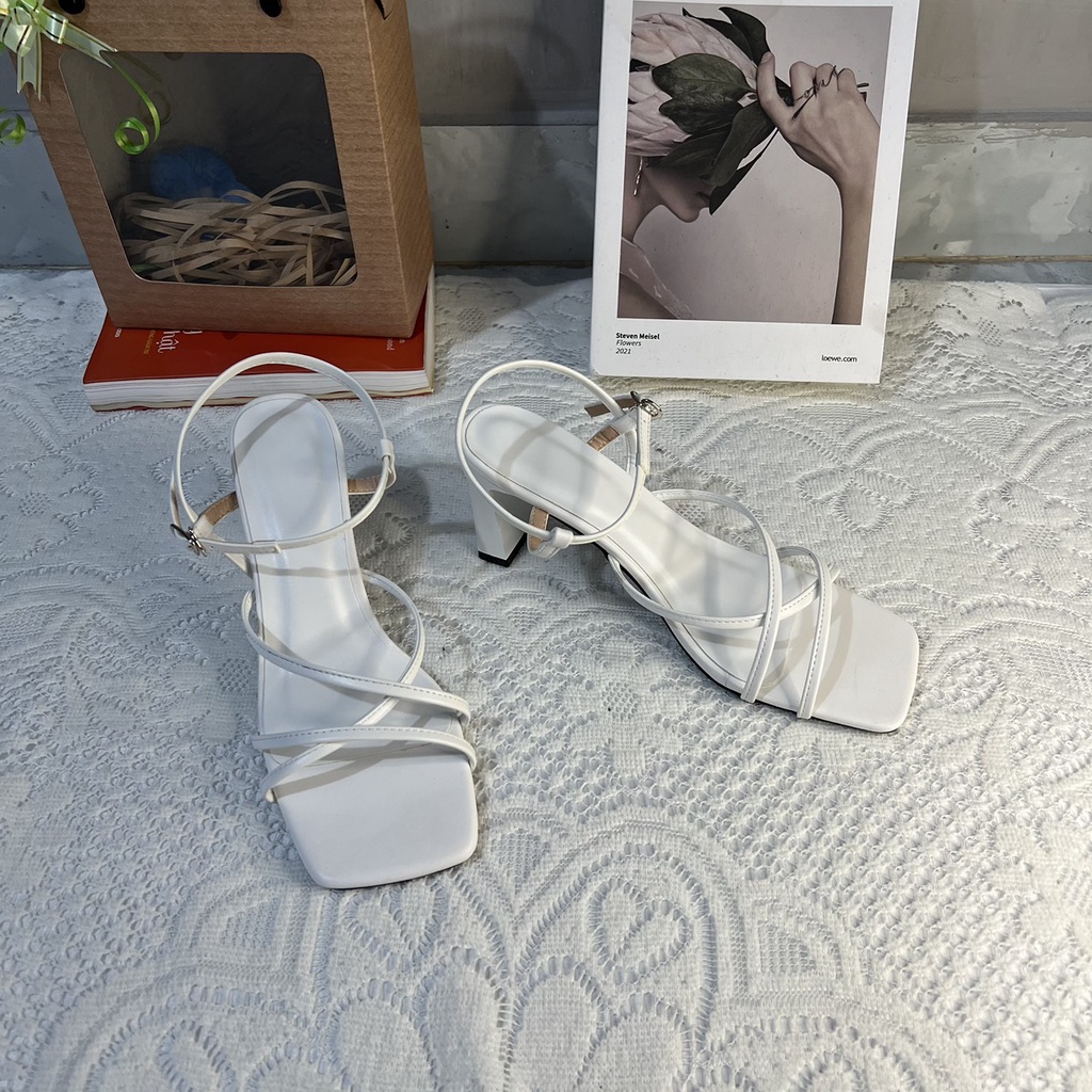 Giày cao gót bigsize quai mảnh dây chéo gót dẹp cao 7 cm size 40-44