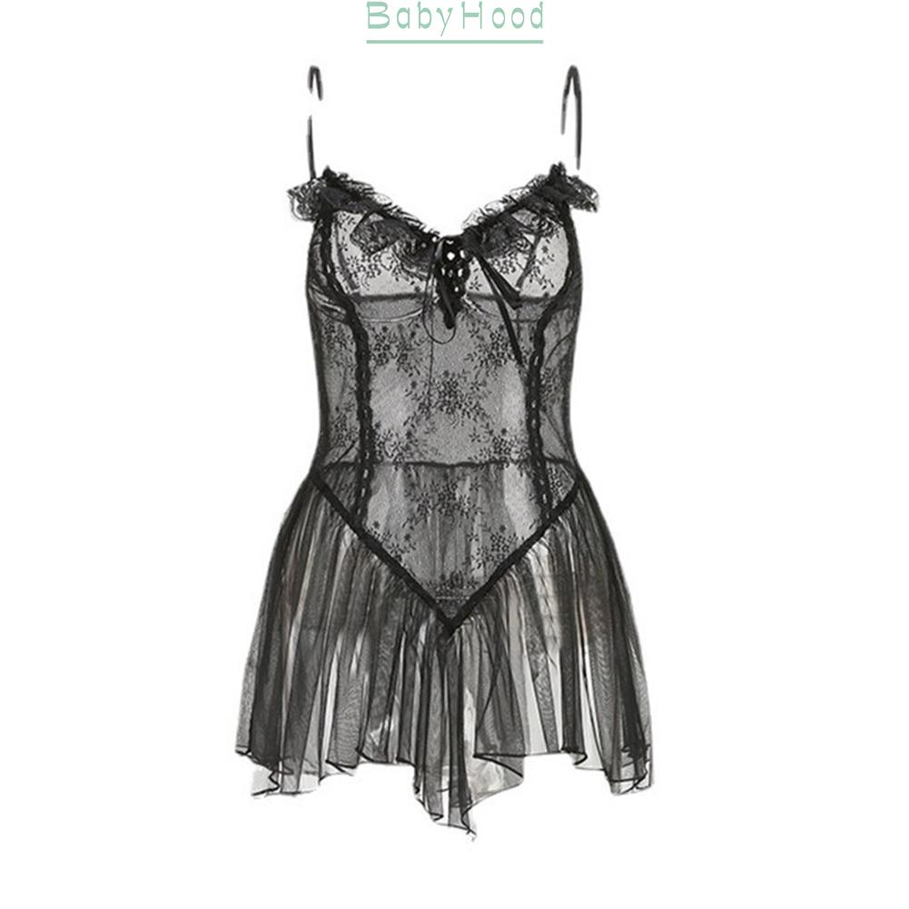 Lace Nightwear Dress for Women See Thru Lingerie Sleepwear Gstring Underwear#BBHOOD