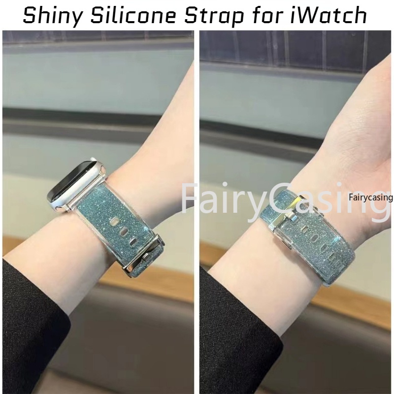 Mềm Dây Đeo Đồng Hồ Bằng silicone Lấp Lánh Cho apple watch ultra2 49mm 44mm 45mm 42mm 41mm 42mm 38mm iwatch serise 9 8 7 6 5 se 4 3