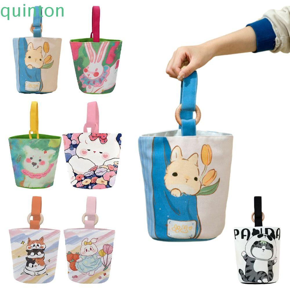 Shanhai Túi vải In Họa Tiết Thỏ / Mèo Dễ Thương Đựng Hộp Cơm Trưa Cho Mẹ Bỉm Sữa