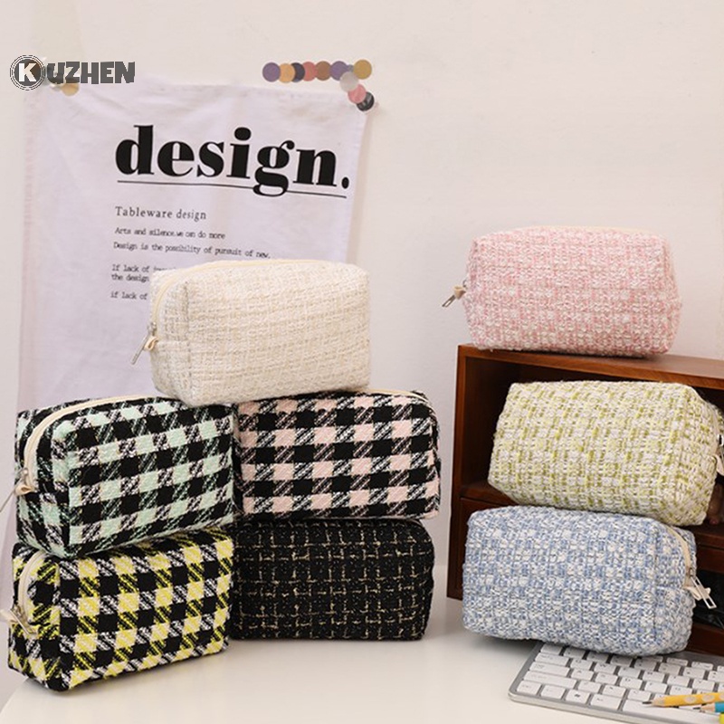Túi Đựng Bút Chì / Đồ Trang Điểm / Mỹ Phẩm Vải canvas Kẻ Sọc Đen kuzhen Dễ Thương Dành Cho Bạn Gái