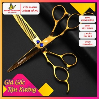 Bộ kéo cắt tóc tay trái Freelander vàng 6in