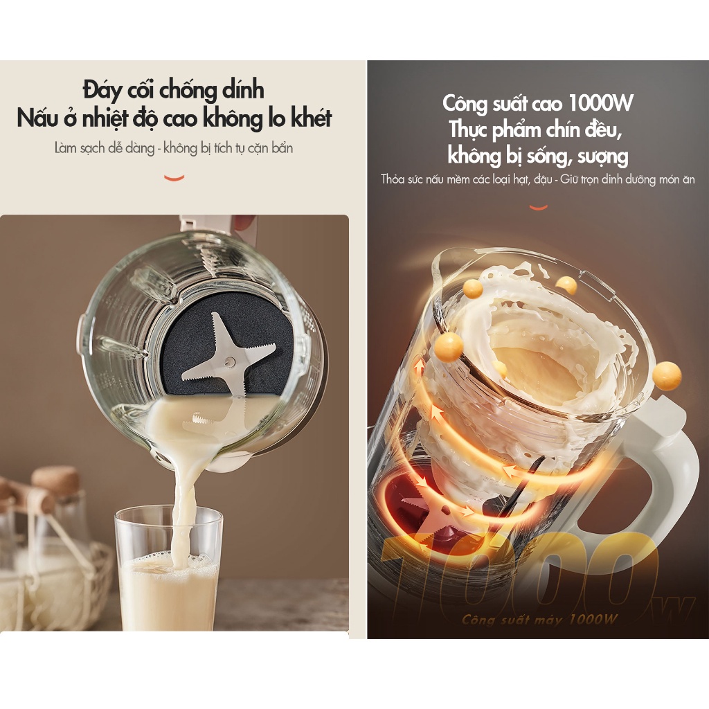 - Máy Làm Sữa Hạt Đa Năng Bear PBJ-D10T1 - Bảo Hành 18 Tháng