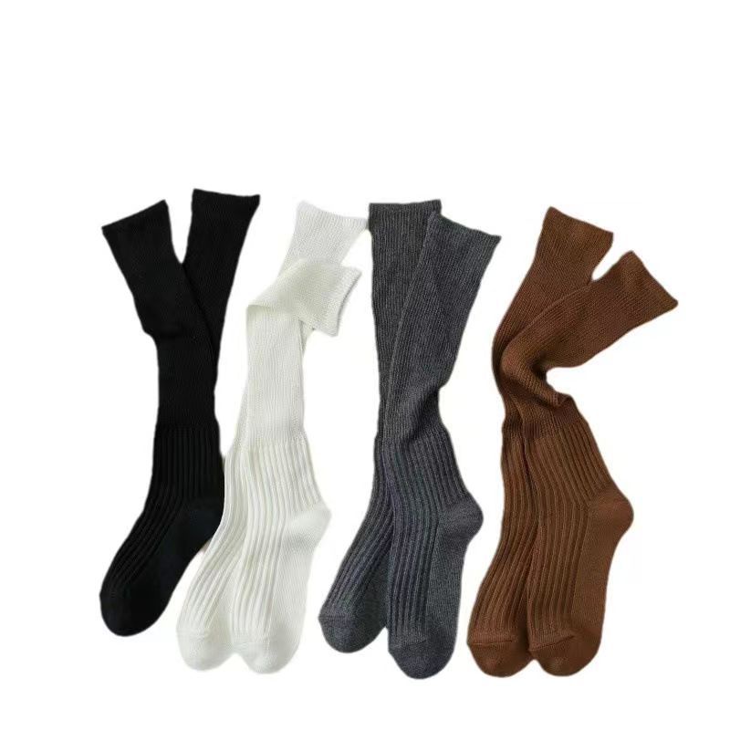 Tất Bắp Chân Dệt Kim Dày Dặn Màu Trơn Phong Cách Hàn Quốc Nhật Bản Thời Trang Xuân Thu Cho Nữ