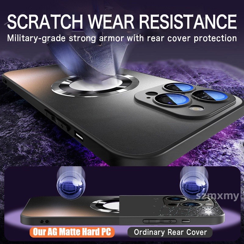 Ag Ốp Điện Thoại Mặt Kính Nhám Từ Tính Chống Dấu Vân Tay Cho iphone 15 14 13 12 pro max
