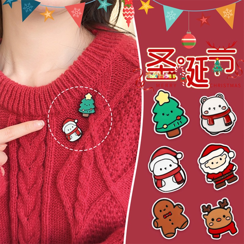 Set 6 Ghim Cài Áo Tạo Hình Chủ Đề Giáng Sinh Dễ Thương Cá Tính Dành Cho Cả Nam Và Nữ