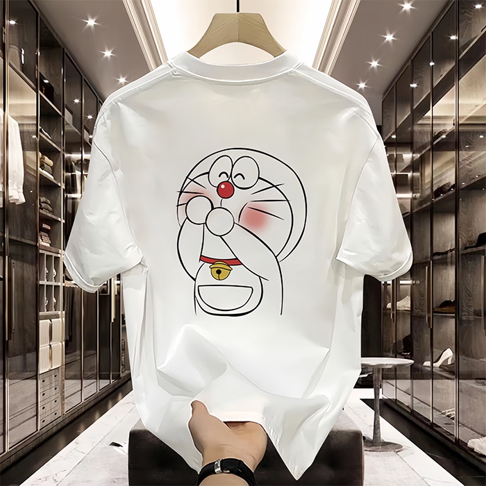 Áo Thun Ngắn Tay Cổ Tròn In Hình doraemon