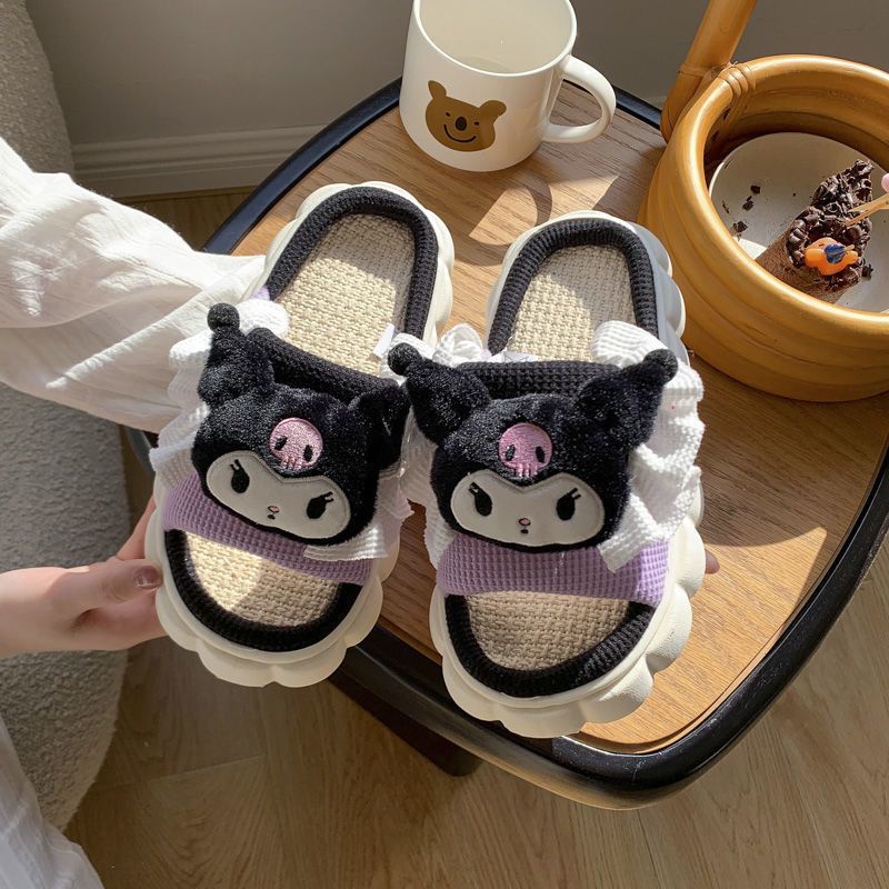 Dép Đi Trong Nhà Chất Liệu cotton Lanh Dày Dặn Thoáng Khí Chống Trượt Thời Trang Xuân Thu Dễ Thương Cho Nữ