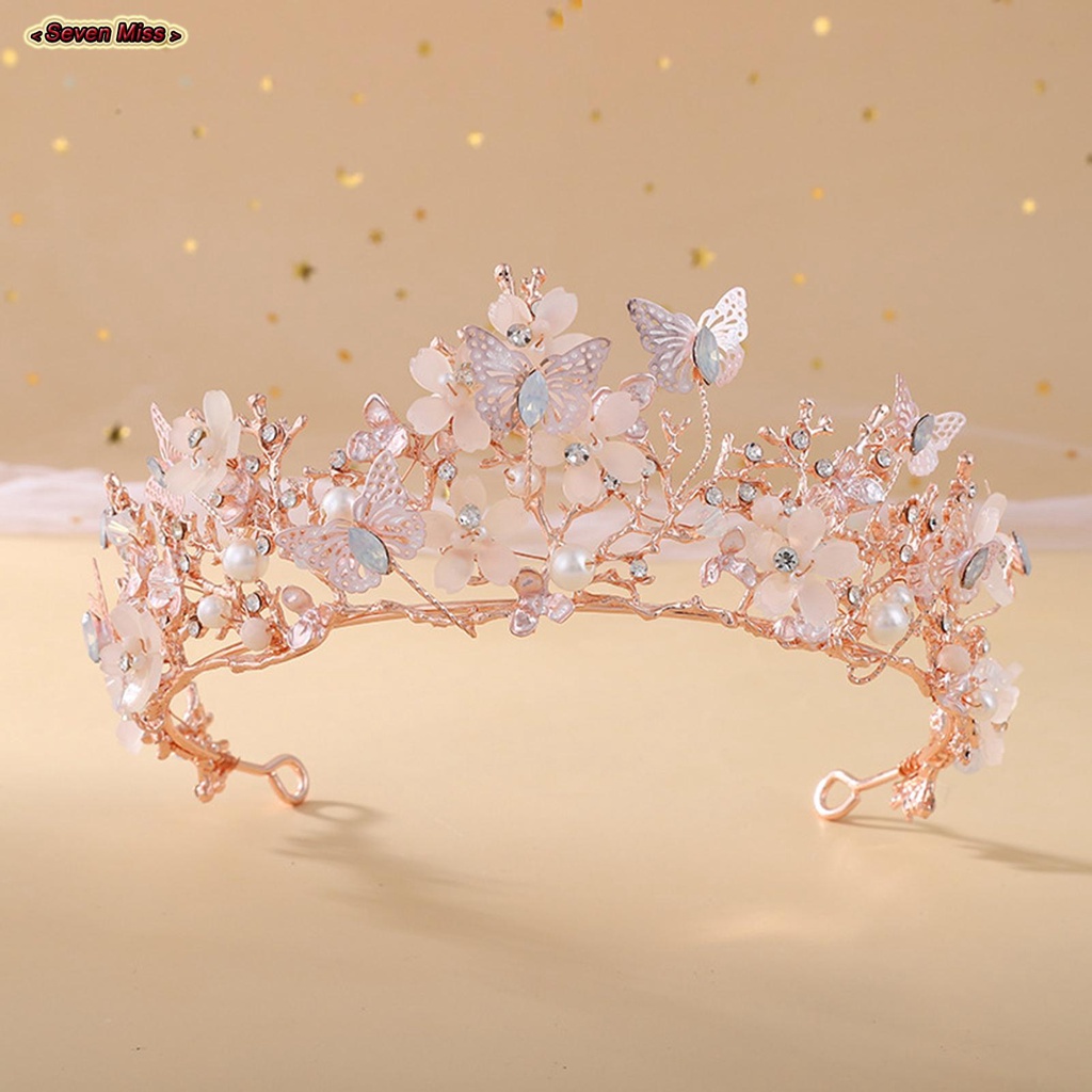 Vương Miện Cô Dâu Hình Bướm Vàng Lấp Lánh