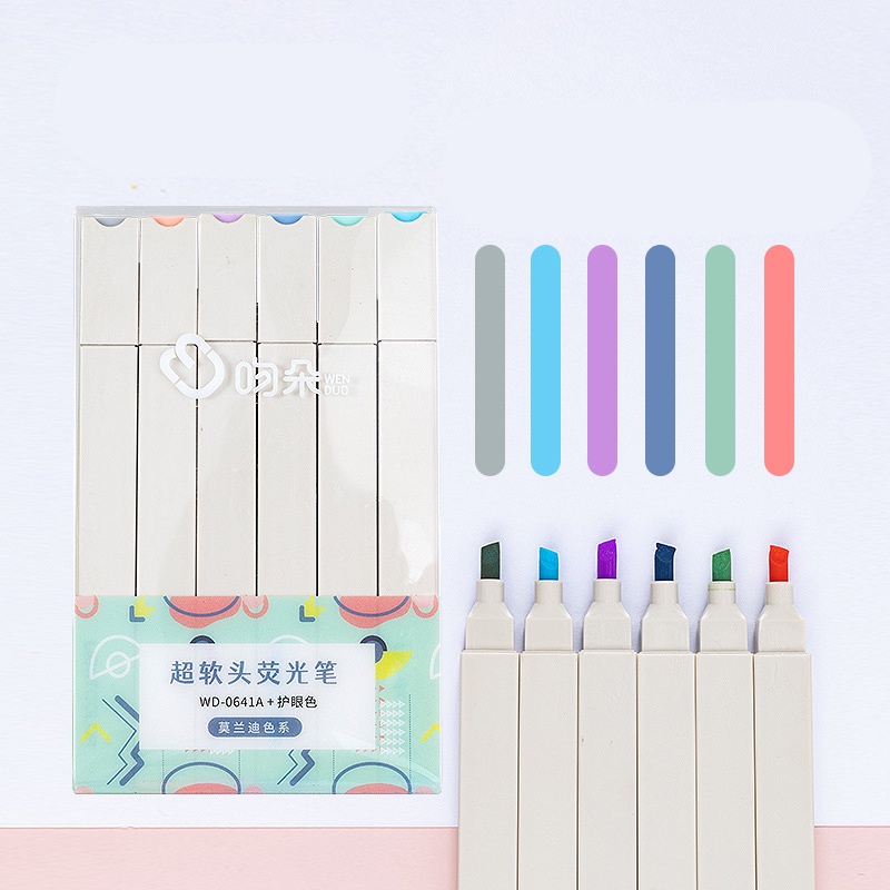 Bút dạ quang 6 màu highlight pastel, bút đánh dấu nhớ dòng cute nhiều màu marker dễ thương YK
