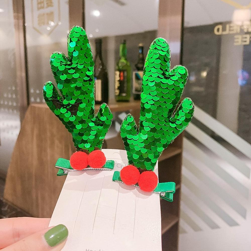 1 Cặp Kẹp Tóc Hình Tuần Lộc Giáng Sinh Lấp Lánh Cho Nữ