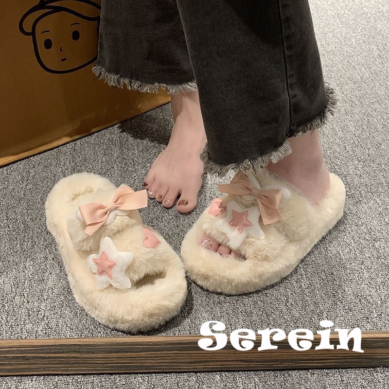 Serein  dép lông dép bông Đế Dày dép quai hậu đế cao 2023 hot trend Chống trơn trượt Điểm nhấn Kiểu dáng độc đáo Đế linh hoạt FMR23B0414 44Z231103