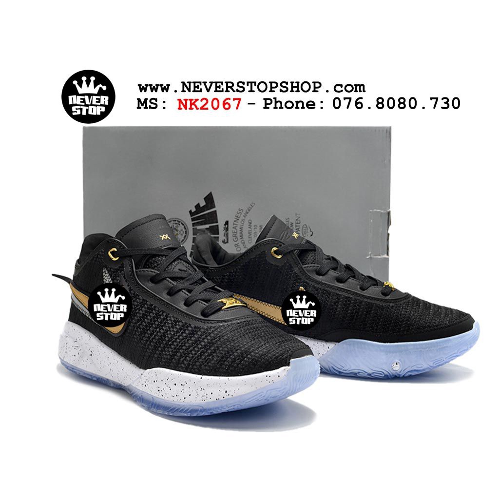 Giày bóng rổ LEBRON 20 ĐEN TRẮNG mới, độ bền bám cao chống mòn chuyên outdoor  | NeverStopShop.com
