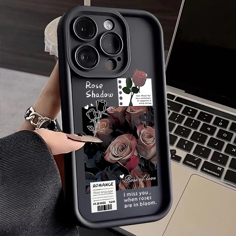 Ốp Điện Thoại Silicon Mềm Bảo Vệ Toàn Diện Họa Tiết Hoa Hồng Cho Iphone 14 / 15promax 13 12 11 xs xr xs / 7 / 8plus