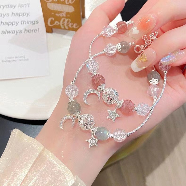 Vòng Tay Hình Trăng Sao Đính Đá Sang Trọng Phong Cách Hàn Quốc