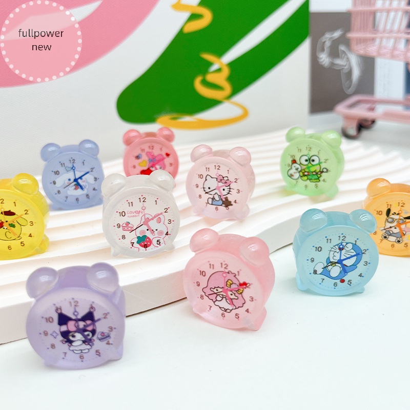 Set 2 Đồng Hồ Báo Thức mini Họa Tiết Hoạt Hình Dạ Quang Trang Trí Xe Hơi