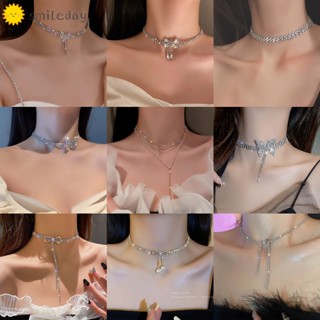 Y2k Thanh Lịch Vàng Bạc Vòng Cổ Nữ Ngọc Trai Hạt Tua Rua Trái Tim Zircon Dây Xích Choker Phụ Kiện Trang Sức