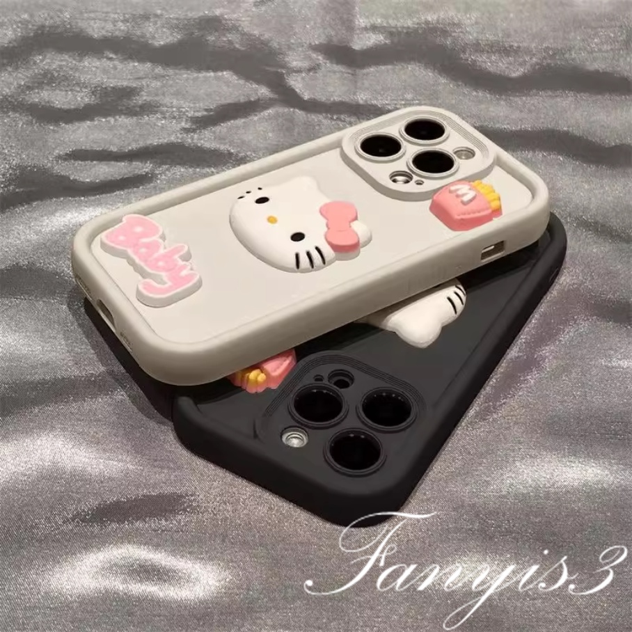 Ốp Điện Thoại tpu Mềm Hình Mèo kitty 3d Cho iphone 15 14 13 12 11 pro max x xr xs max 8 7 6s plus se 2020