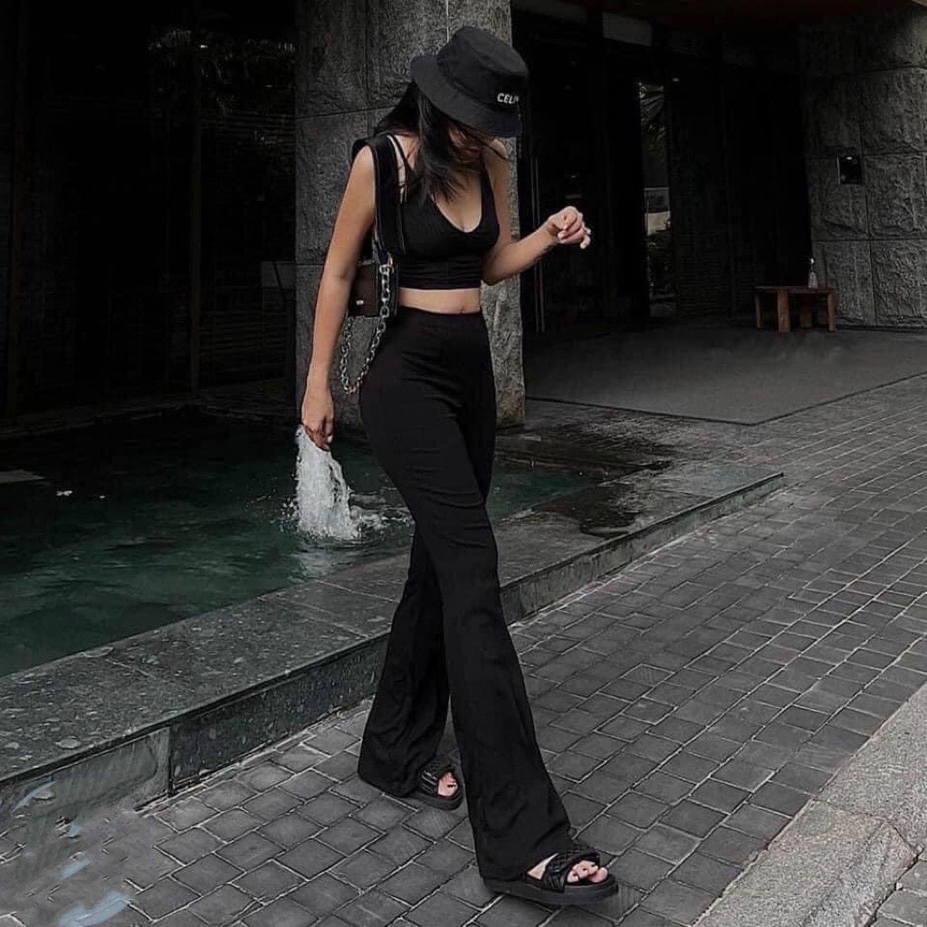 Quần Colza thun gân ống loe