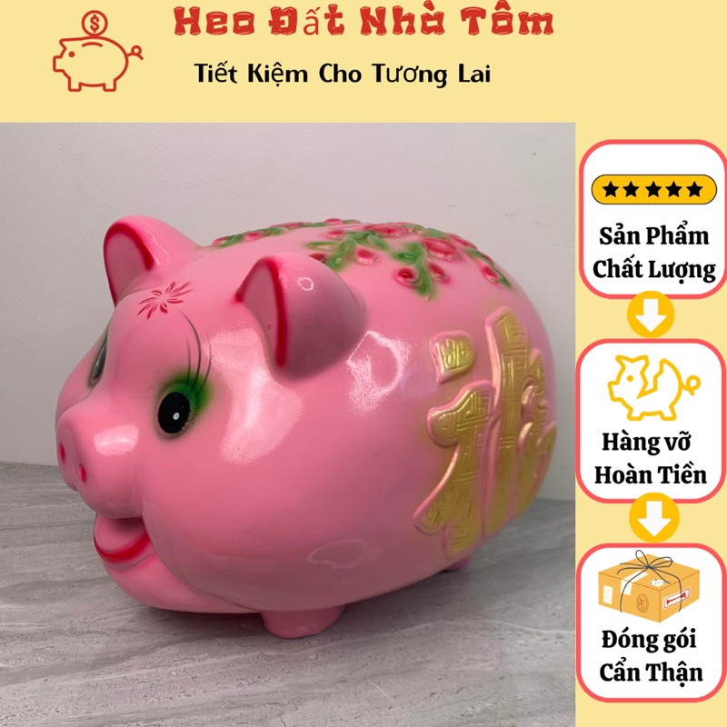 Heo đất,lợn đất tiết kiệm pi truyền thống cành đào khổng lồ quà tặng ,trang trí / ống heo tiết kiệm.