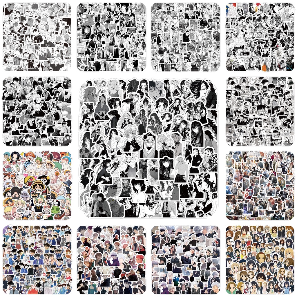100 Miếng Dán anime jujutsu kaisen onepiec demon slayer Trang Trí Mũ Bảo Hiểm