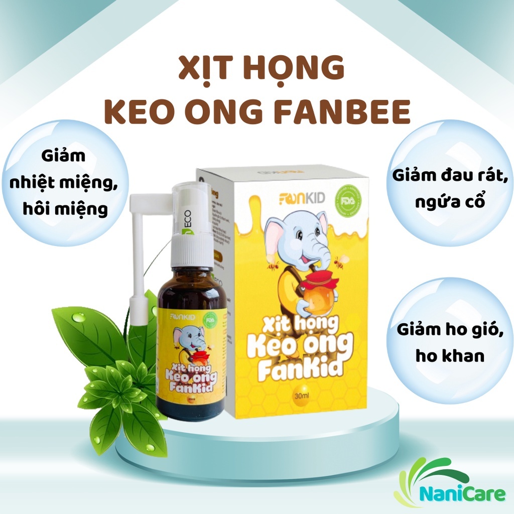 Xịt Họng Keo Ong FanBee - hỗ trợ đau rát họng, viêm họng, nhiệt miệng, loét miệng lưỡi 20ml