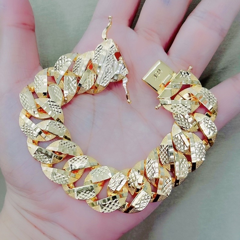 Lắc tay khoen lật to 2 lượng mạ vàng khóa hộp