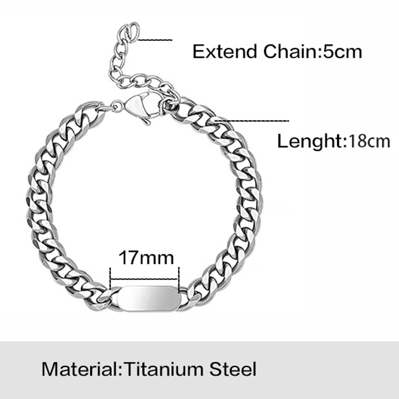Vòng Tay Thép Titan Màu Bạc Đơn Giản Thời Trang Hàn Quốc Phong Cách hip hop punk unisex