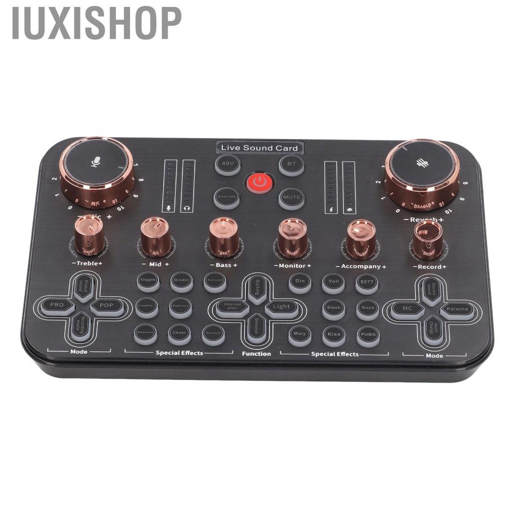 Iuxishop Live  Card Soundboard Audio Mixer 44.1KHZ Transmission Debugging Free Installation  Display with Breathing