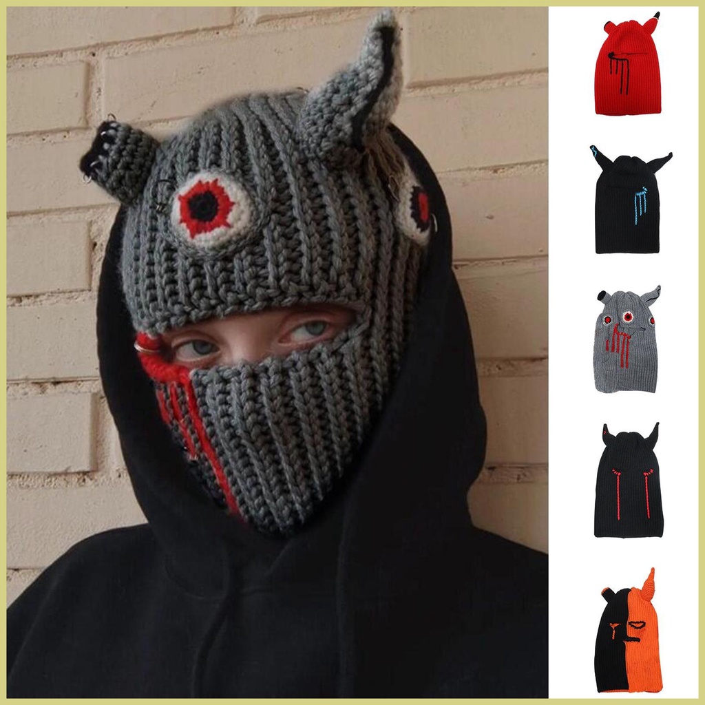 Mũ Len Trùm Đầu Có Sừng Che Mắt Giữ Ấm Khi Đi Cắm Trại / Thể Thao Ngoài Trời Thời Trang aseavn aseavn