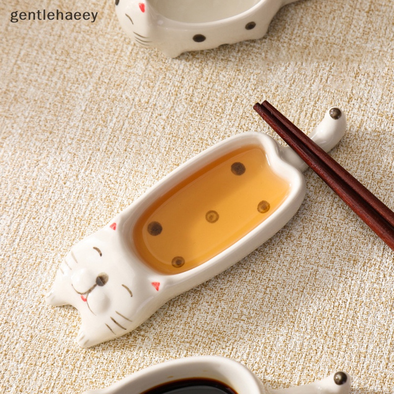 Bộ Chén Đĩa Sứ Đựng Nước Chấm Hình Mèo Dễ Thương