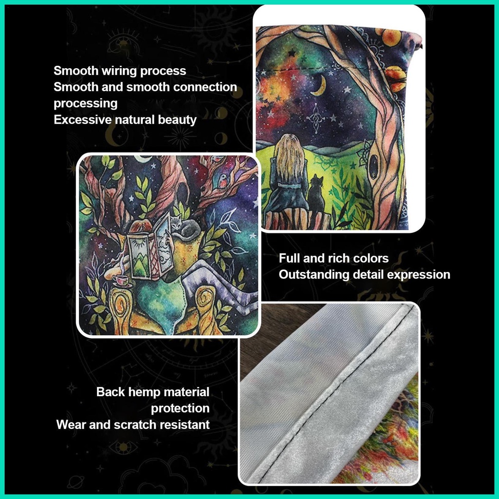 Tarot Túi Dây Rút Hai Mặt Đựng Đá / Trang Sức Chia Ngăn Tiện Dụng