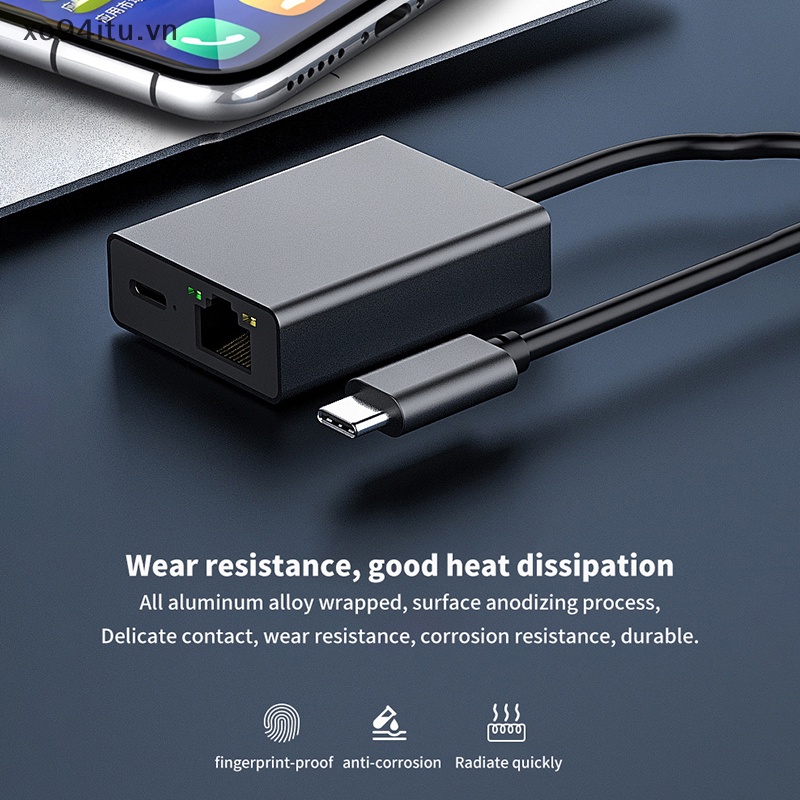 Xoitu Dây Cáp Kết Nối Mạng ethernet 1000mbps type-c Sang rj45 Cho Điện Thoại / Máy Tính Bảng vn