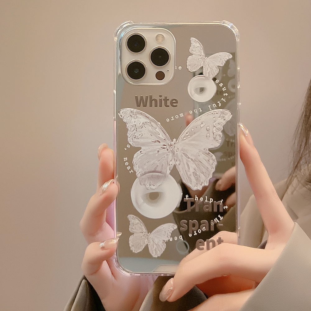 Ốp Điện Thoại Silicon tpu Mềm Tráng Gương Hình Bướm Cho iphone 11 12 13 14 15 pro max plus x xr xs max 7 8 plus se2020