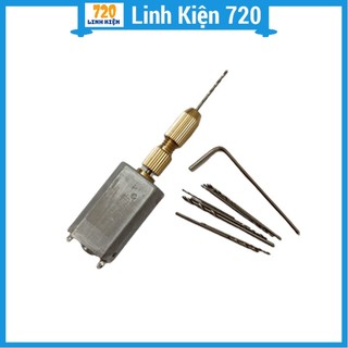 Combo máy khoan mini 5V Siêu Khỏe V1(  1 motor mini 132, 1 đầu kẹp 2015, mũi  khoan)