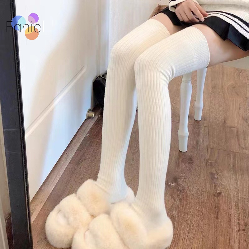 1 Đôi Vớ Giữ Ấm Mùa Đông Mềm Mại Màu Trơn Cho Nữ