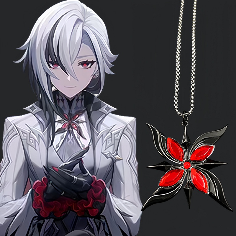 Ere1 genshin Vòng cổ Kim Loại Mặt Hình arlecchino anime otets vision Mắt Thần