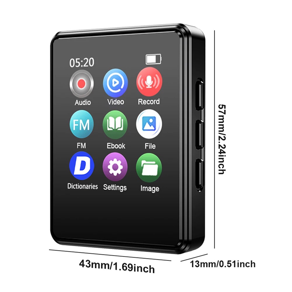 Máy Nghe Nhạc mp3 bluetooth Màn Hình Cảm Ứng Tích Hợp Loa Điện Tử Cho e-book / fm / radio / Ghi Âm / video Lưng